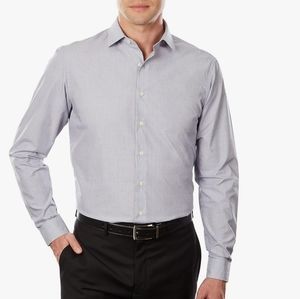 Kenneth Cole Men's NWT Long Sleeve Gray Striped Slim Fit Button Up Size 17 32/33